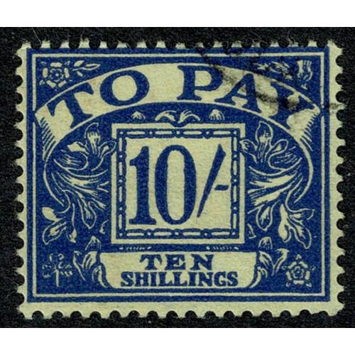 10/- blue on yellow. Watermark Crowns. SG D67Wi