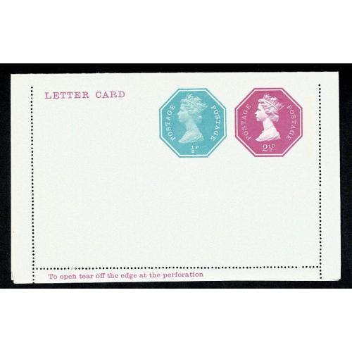 2½p pink + ½p turquoise letterpress design letter card. H&B LCSP16