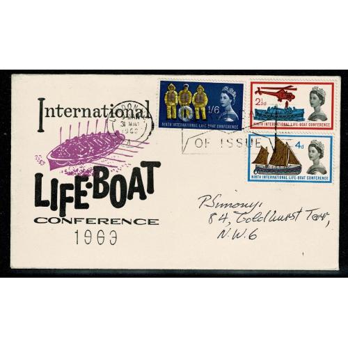 1963 Lifeboats (ord). Illustrated FDC. London Envelope FDI cancel