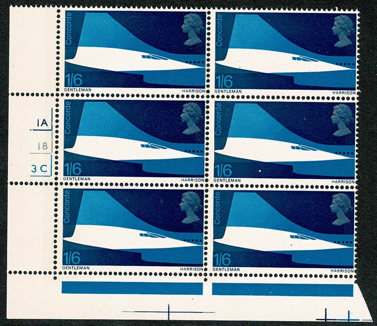 1969 Concorde 1/6. Lower left Cyl. 1A 1B 3C block of six