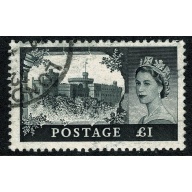 1958 De La Rue £1 Black. Watermark St Edwards Crown. Fine Used. SG 539a