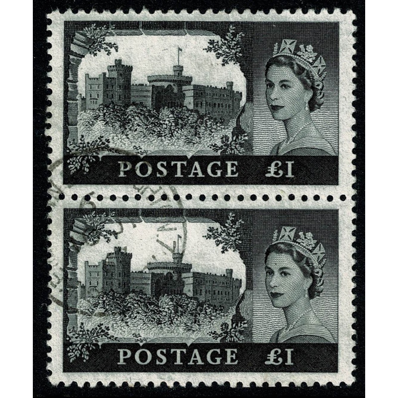 1963 £1 Black Bradbury,Wilkinson. SG 598a. Fine used vertical pair