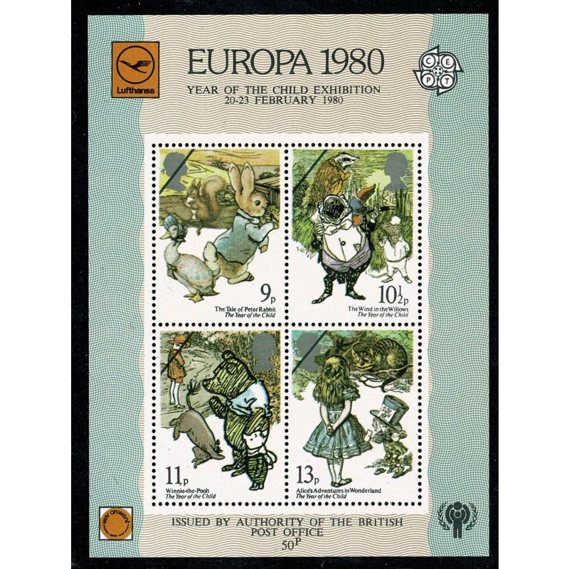 1980 Europa Year of the Child "War on Want" Miniature sheet. With cancelled overprint.