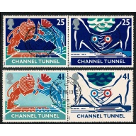 1994 Channel Tunnel set of 4 values as s/t pairs. Very Fine Used pair. SG 1820/23