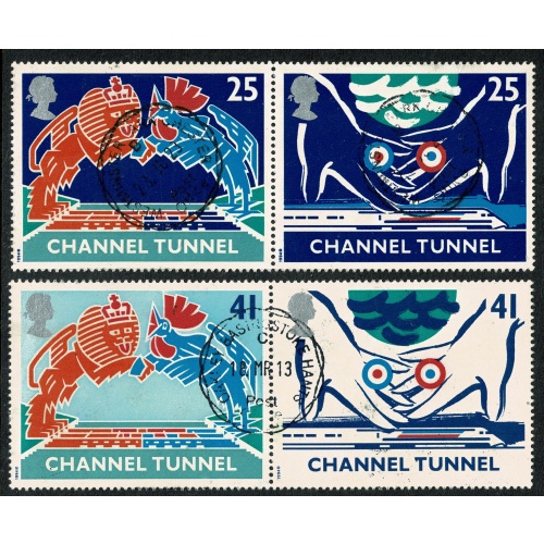 1994 Channel Tunnel set of 4 values as s/t pairs. Very Fine Used pair. SG 1820/23