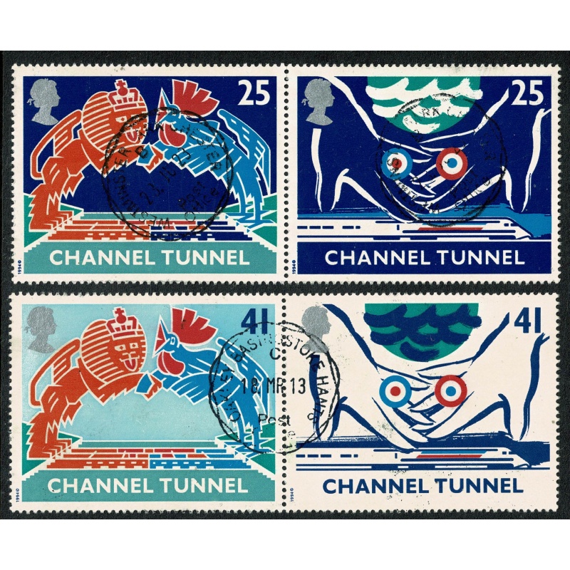 1994 Channel Tunnel set of 4 values as s/t pairs. Very Fine Used pair. SG 1820/23
