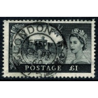 1959 De La Rue £1 Black. Fine Used. SG 598