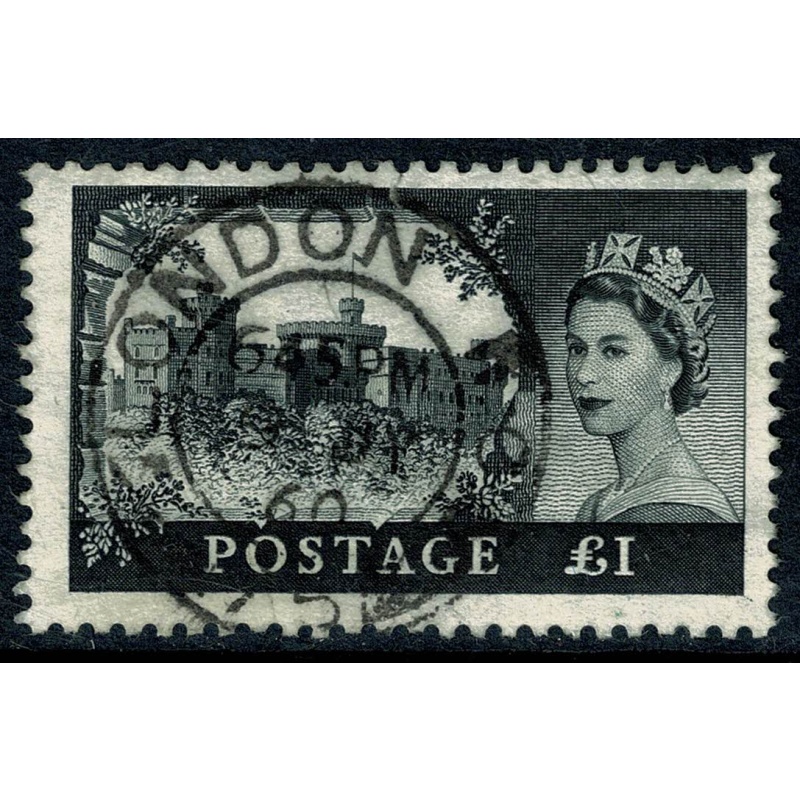 1959 De La Rue £1 Black. Fine Used. SG 598