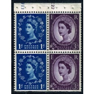SB55 2 x 1d/3d. 2B 9.5 mm violet.. WATERMARK SIDEWAYS to left. Perf I. Cyl. F13 K22 no dot.