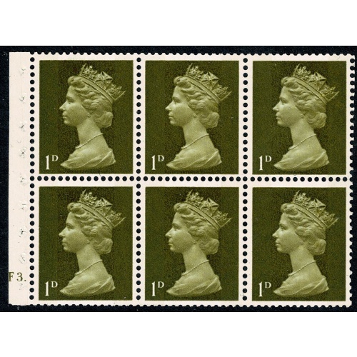 UB1. 1d  x 6 yellowish-olive 2B. PVA Head B. Cyl. F3 dot.