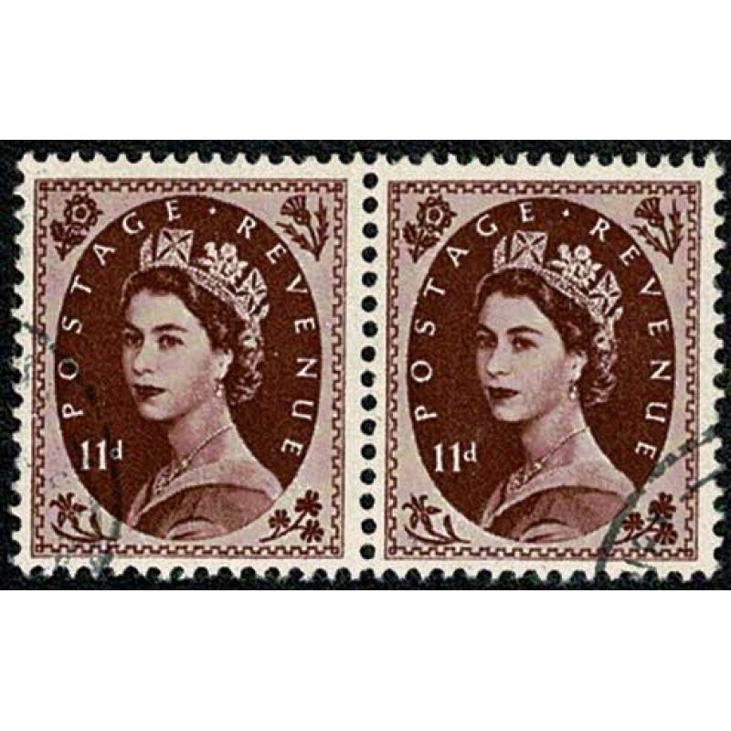 1955 11d plum. Edwards Crown wmk. Very Fine Used pair. SG 553