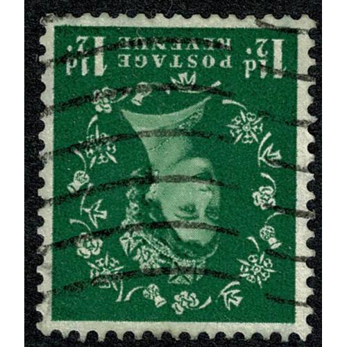 2nd Graphite line issue. 1½d green good used WATERMARK INVERTED. SG 589Wi