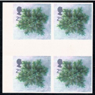 2002 Christmas 2nd. IMPERFORATE GUTTER BLOCK OF 4. SG 2321b