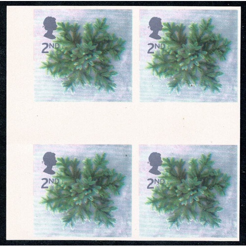2002 Christmas 2nd. IMPERFORATE GUTTER BLOCK OF 4. SG 2321b