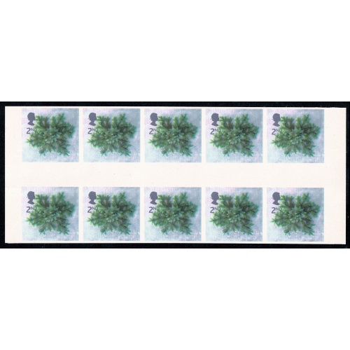 2002 Christmas 2nd. IMPERFORATE GUTTER BLOCK OF 10. SG 2321b