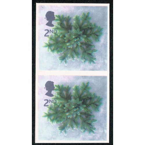 2002 Christmas 2nd. IMPERFORATE  VERTICAL PAIR. SG 2321b