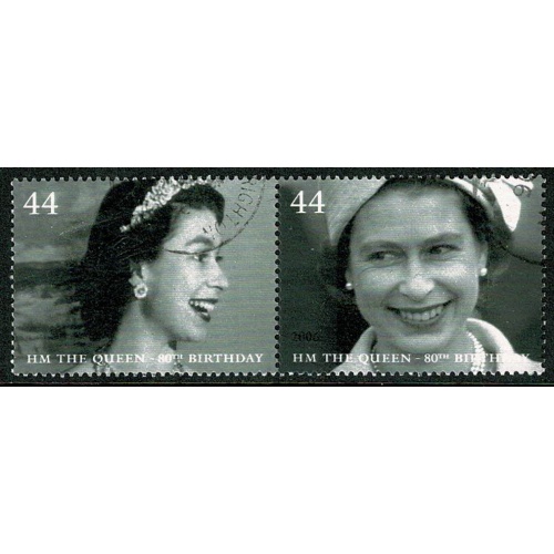 2006 Queen's 80th Birthday. 44p s/t pair Fine Used SG 2624/25