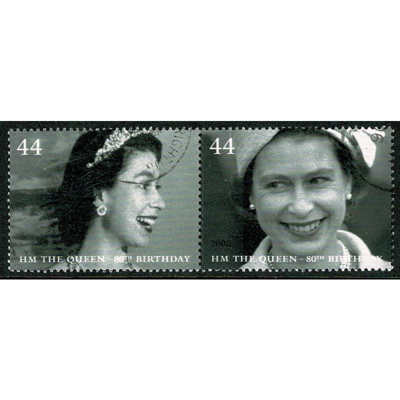 2006 Queen's 80th Birthday. 44p s/t pair Fine Used SG 2624/25