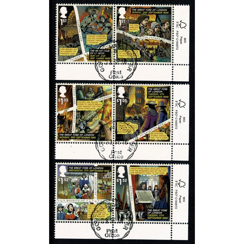 2016 The Great Fire of London Fine used set of 6 values.