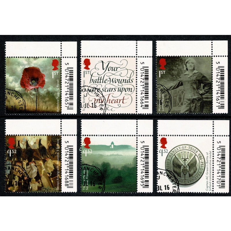 2016 World War I 3rd series. Fine used set of 6 values.