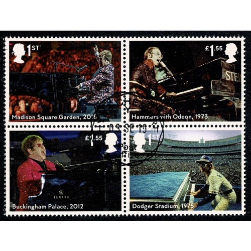 2019 Elton John. 1st/£1.55 Fine used s/t block ex Miniature Sheet. SG MS4261