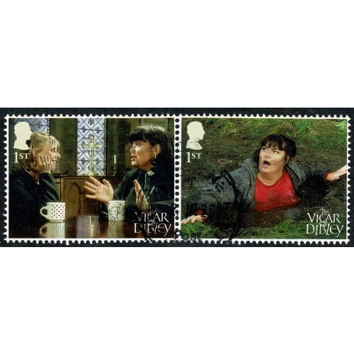 2025 Vicar of Dibley 1st se-tenant pair. "Alice & Geraldine". Fine Used. SG 5265/5266