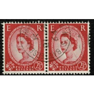 2½d carmine T II. Fine used pair. SG 574