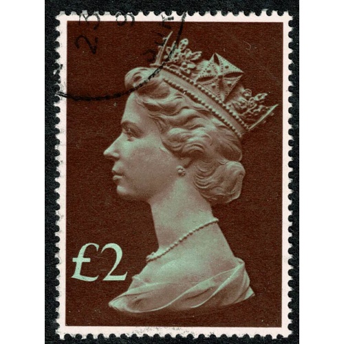 1977 £2 light emerald & purple brown. Fine Used single SG 1027