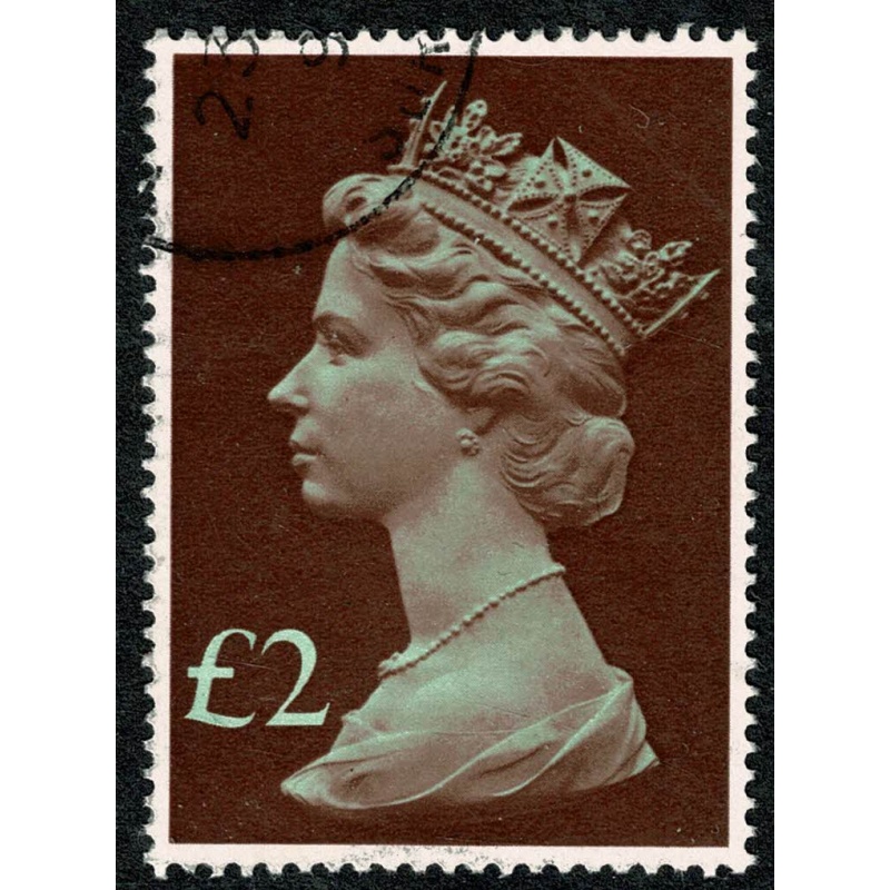 1977 £2 light emerald & purple brown. Fine Used single SG 1027
