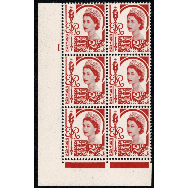 2½d carmine-red. GA. Crowns wmk. Cyl. 1 no dot block of six