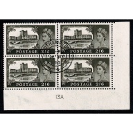 1968 2/6 Black-brown. Bradbury Wilkinson.No Watermark Plate 13A block Fine Used  SG 759