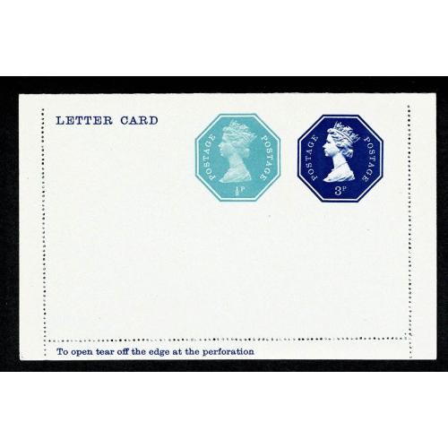 3p blue + ½p turquoise letterpress design letter card. H&B LCSP17