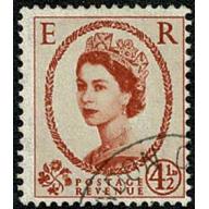 1959 2nd Graphite lines 4½d chestnut. Crowns Wmk. Very Fine Used single. SG 594