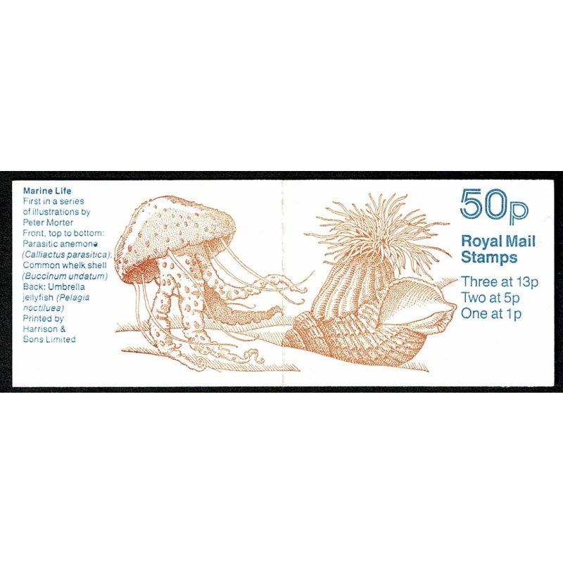 50p Marine Life No.1 "Anemone". Plain pane. DP94C  Perf E3. SG FB50