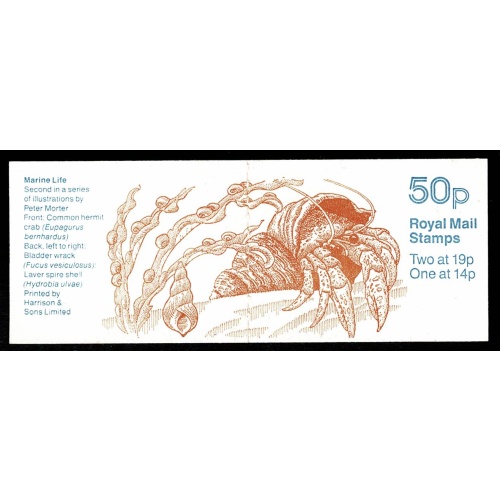 50p Marine Life No.2 "Hermit Crab". Plain pane. DP116  Perf E1(C) Comb Perf. SG FB54