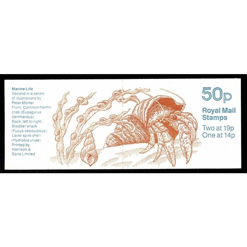 50p Marine Life No.2 "Hermit Crab". Plain pane. DP116  Perf E1(R) Rotary Perf. SG FB54