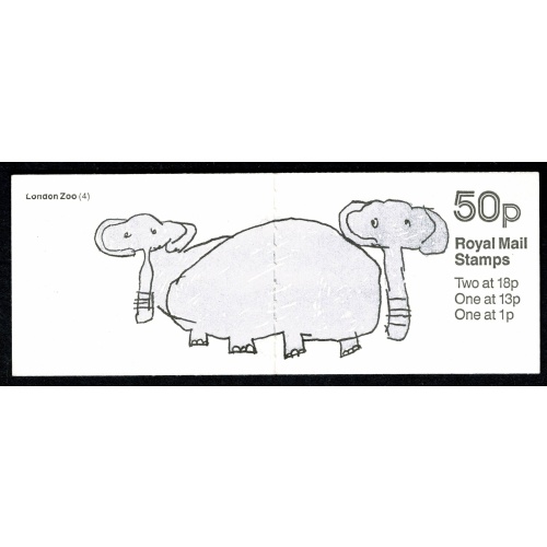 50p London Zoo No.4 "Elephants". Plain pane. DP93B Perf E1. SG FB49