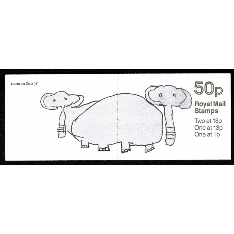 50p London Zoo No.4 "Elephants". Plain pane. DP93B Perf E1. SG FB49