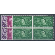 1958 Commonwealth Games SG 567-569. Blocks of four.