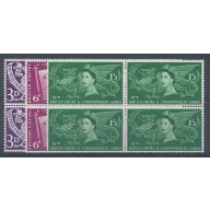 1958 Commonwealth Games SG 567-569. Blocks of four.