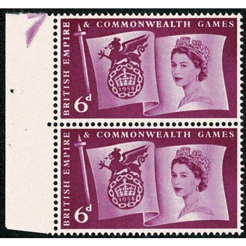 1958 Games 6d. "thick IRE" variety. SG 568 var.