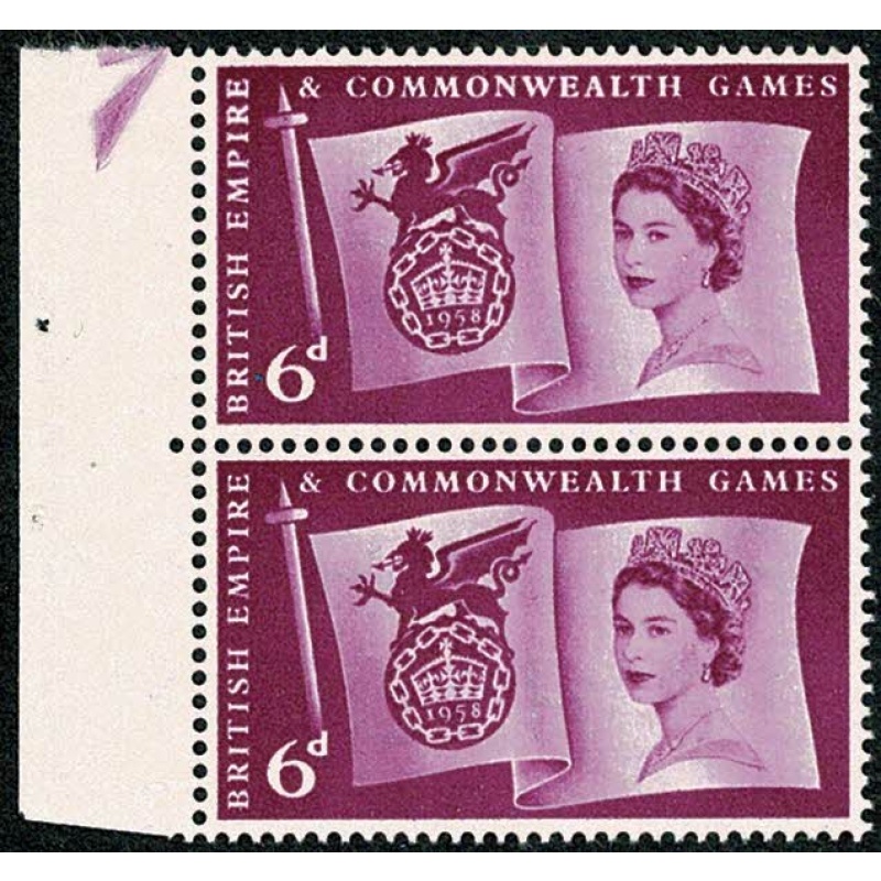 1958 Games 6d. "thick IRE" variety. SG 568 var.
