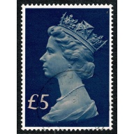 1977 £5 salmon & chalky-blue. Fine Used single SG 1028