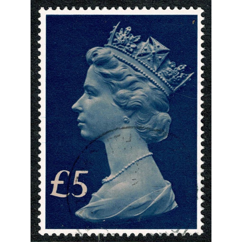 1977 £5 salmon & chalky-blue. Fine Used single SG 1028