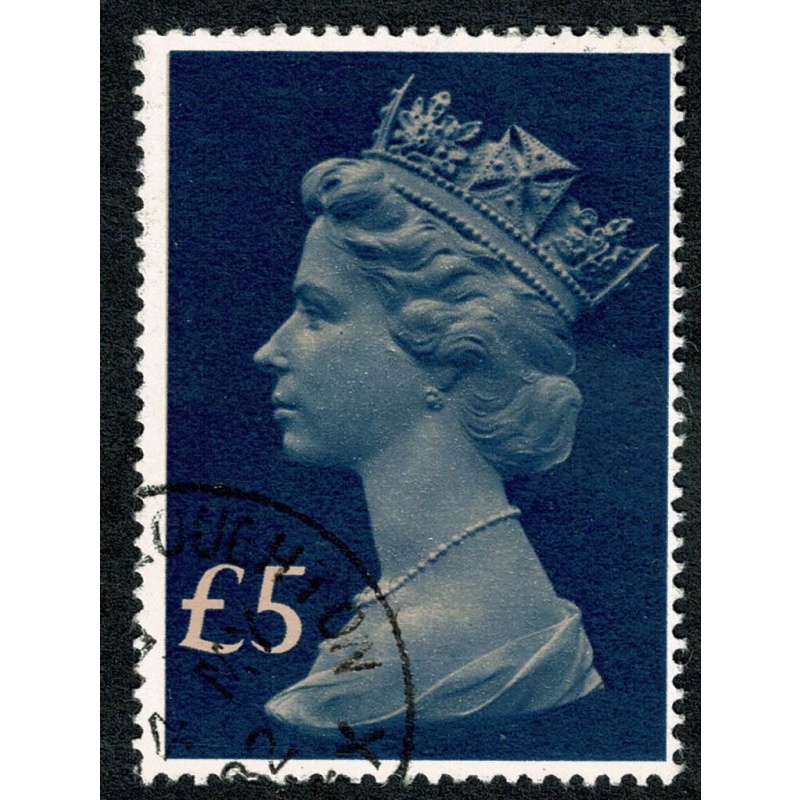1977 £5 salmon & chalky-blue. Fine Used single SG 1028