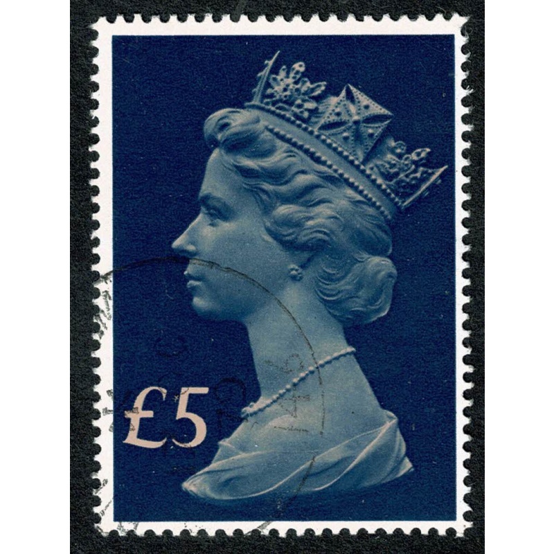 1977 £5 salmon & chalky-blue. Fine Used single SG 1028