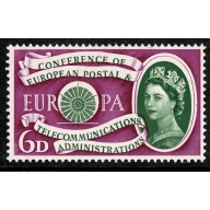 1960 Europa 6d. SHIFT OF GREEN. SG 621 var.