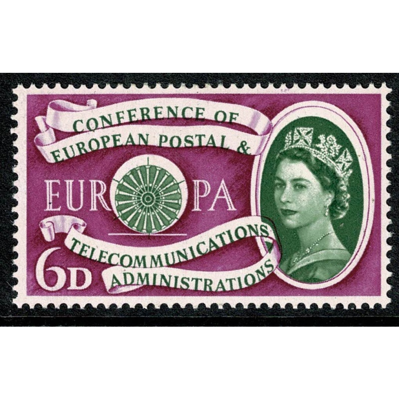1960 Europa 6d. SHIFT OF GREEN. SG 621 var.