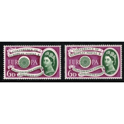 1960 Europa 6d. SHIFT OF GREEN. SG 621 var.
