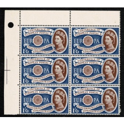 1960 Europa 1/6. Listed constant variety "broken diadem" positional block. SG 622 var. Spec. W15a